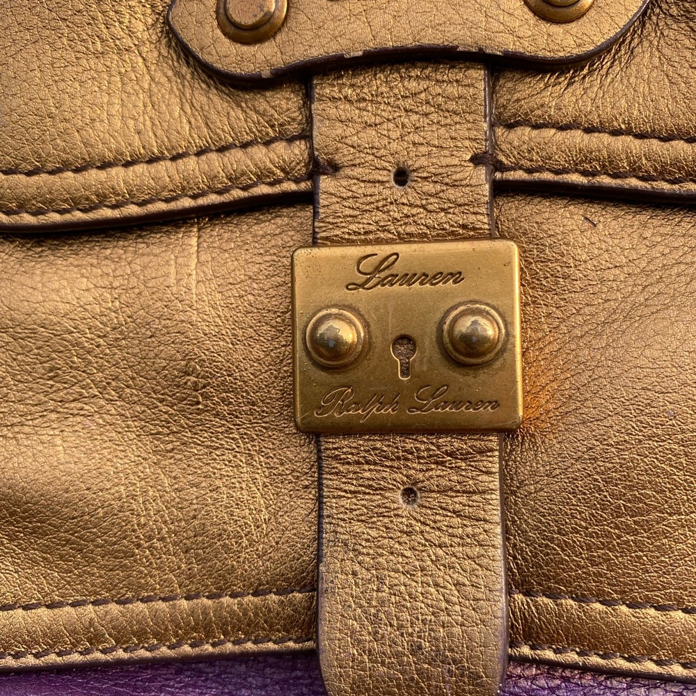 Recycled Riot Lauren by Ralph Lauren gold oil slick rainbow bag - Picture 2 of 6